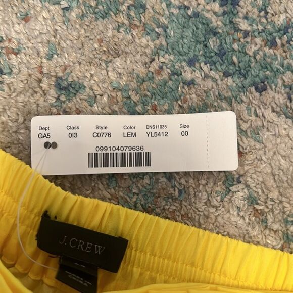 NWT J. Crew Pleated Pull On Bright Yellow Midi Skirt 00 - Picture 5 of 7